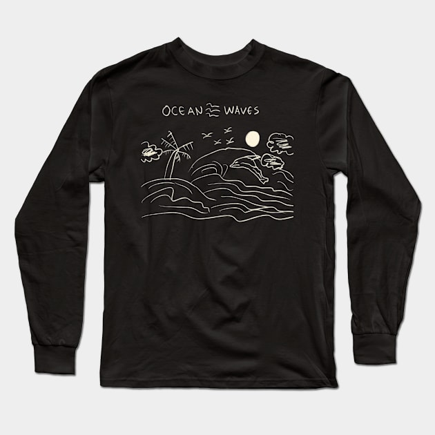 Ocean Waves Long Sleeve T-Shirt by Saestu Mbathi